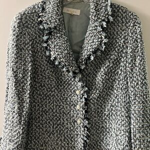Escada Blue and White Tweed Jacket